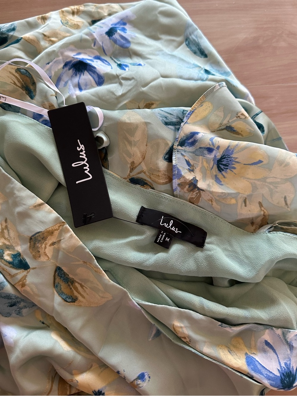 LULU’S Captivating Grace Sage Green Floral Satin Ruffled Maxi Dress - Picture 6 of 6